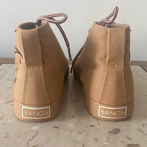 BANGS Lunar High Top Shoes Tan Unisex Sneakers Women’s Size 7 Sun Moon Design - Picture 8 of 11